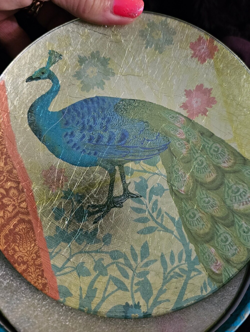 NIB Pier 1 Imports Peacock 6” Glass Appetizer Plates Set of 4 Retired - Picture 4 of 7